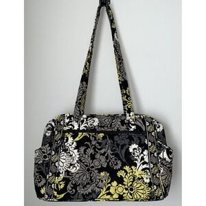 Vera Bradley Diaper Bag Overnight Bag Black/Yellow Floral Large